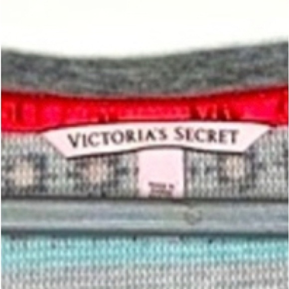 Victoria Secret Striped Thermal Shirt Size S Red Gray V Neck Long Sleeve Warm - Picture 6 of 6